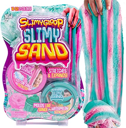 SLIMYSAND Twist - Teal/Pink Scented Stretchy Cloud Slime, Cotton Candy & Watermelon, Stretchable, Moldable, Play Sand, 10oz.Great for Tactile Fun