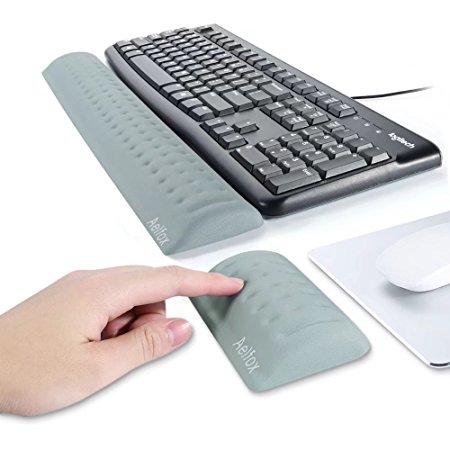 Aelfox Memory Foam Keyboard Wrist Rest&Mouse Pad Wrist Support, Ergonomic Design For Office, Home Office, Laptop, Desktop Computer, Gaming Keyboard (Gray)