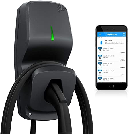 FLO Home X5 Carbon - Level 2 Electric Vehicle (EV) Smart Charging Station - 240 Volt, 30 Amp - Safety Certified - 25 ft Cable - Indoor or Outdoor - 5-Yrs Warranty