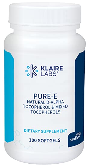 Klaire Labs Pure-E - Natural D-Alpha & Mixed Tocopherols High in Gamma Tocopherol (100 Softgels)