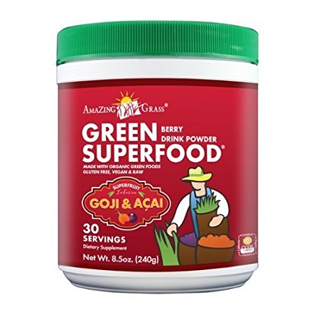 Amazing Grass Goji & Acai, Green Superfood Berry Drink Powder, 240g(8.5 Oz) Container by Amazing Grass (English Manual)