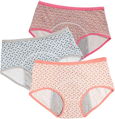 3 Pack Women Menstrual Period Protective Panties Teens Girls Leak Proof Underwear