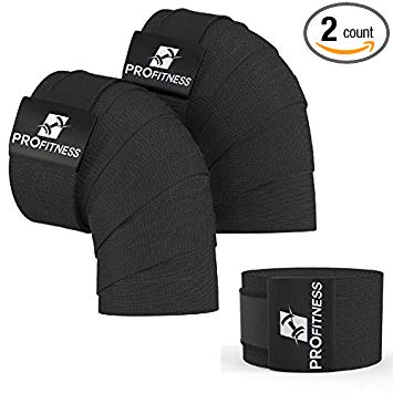 ProFitness Weightlifting Knee Wraps (Pair) – Adjustable Compression Sleeves for Cross Training, Squats, Powerlifting, Weightlifting – Improved Gym Workout Strength & Stability – Unisex