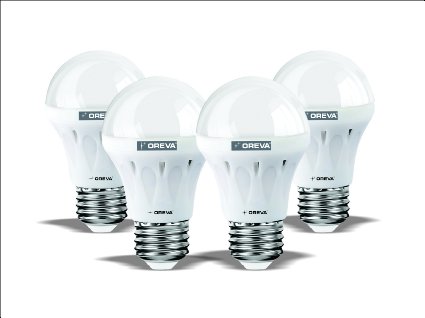 OREVA LED LIGHT Bulb A19 (8W) 60 Watt Equivalent Daylight (4200K) Light Bulb - 4 Pack
