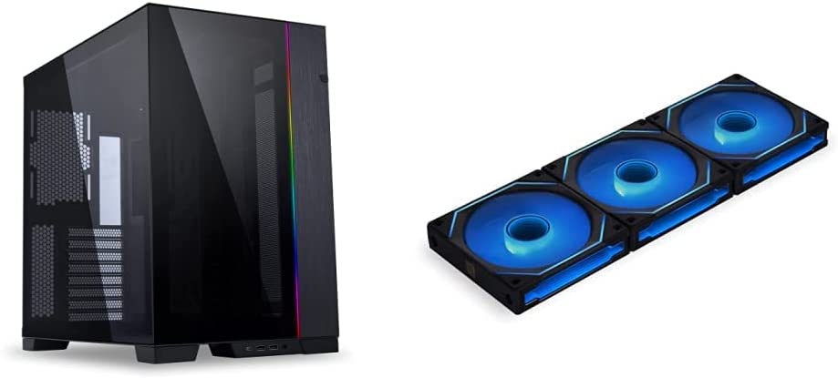 Lian Li LI PC-O11 Dynamic EVO Black ATX Full Tower Gaming Computer Case - O11DEX & UNI Fan SL-Infinity 120 RGB Triple Pack Black with Controller - UF-SLIN120-3B