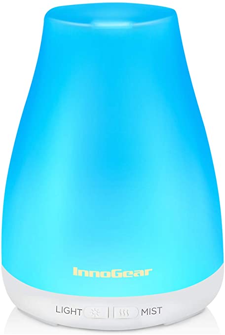 InnoGear® 100ml Aromatherapy Essential Oil Diffuser Portable Ultrasonic Cool Mist Aroma Humidifier with 7 Color LED Lights Changing and Waterless Auto Shut-Off Fuction for Home Office Bedroom Room