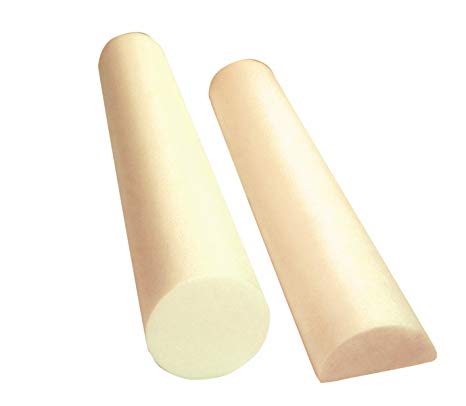 CanDo Full-Skin PE Foam Roller For Muscle Restoration, Massage Therapy, Sport Recovery, And Physical Therapy.  Beige,  6" x 36", Round