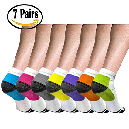 Plantar Fasciitis Support Socks Women Men - 7 Pairs - Best Running Ankle Socks