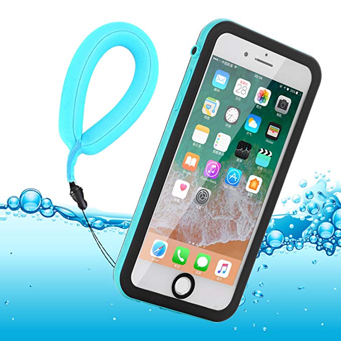 Waterproof Case iPhone 8 Plus / 7 Plus Full-Body Rugged Cover Slim Shockproof Dustproof IP68 Waterproof Built-in Screen Protector for iPhone 7 Plus iPhone 8 Plus （5.5 inch） (Blue with Float Strap)