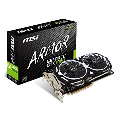 MSI NVIDIA GTX 1060 ARMOR 3G OCV1 3 GB GDDR5 256 Bit Memory PCI-Express Gaming Graphics Card