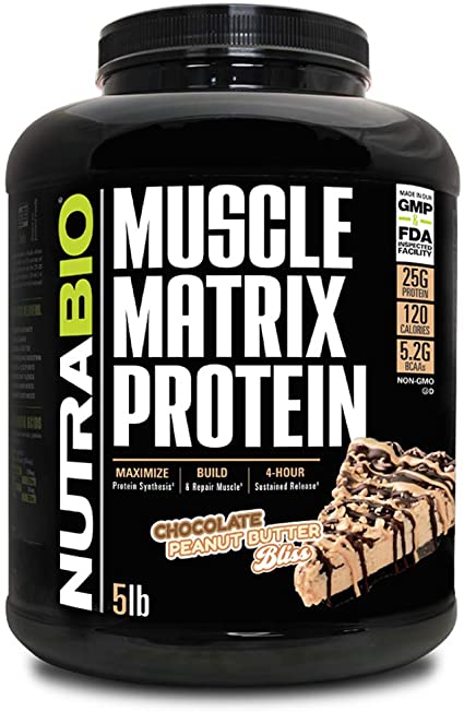 NutraBio Muscle Matrix - Whey Protein Blend (Chocolate Peanut Butter Bliss, 5 Pounds)