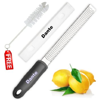 Dante Stainless Steel Grater Zester Cleaning Brush with Sharp BladesNon-Slip HandleRubber Feet and Blades Guard Cover Perfect to Use on Cheese Lemon Chocolate Lime and More