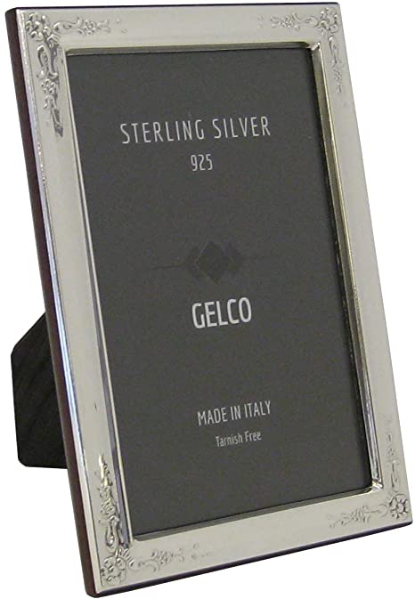 Gelco Italian 925 Sterling Silver Picture Frame with Floral Embossed Corners (5X7)