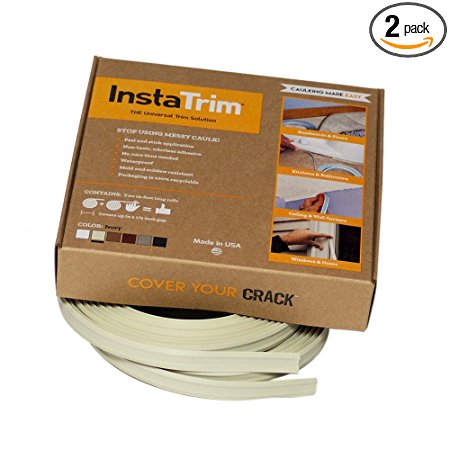 InstaTrim - Universal, Flexible, Adhesive Trim Solution - Cover Gaps Between Walls, Floors, Ceilings, and More (Ivory)