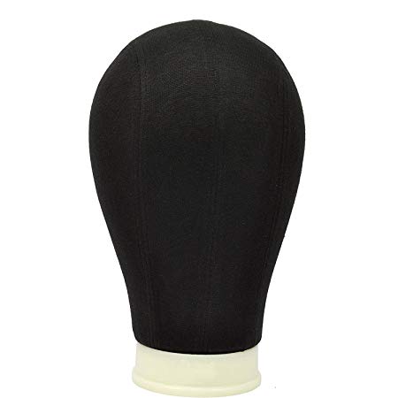GEX 21-25" Poly Canvas Block Head Mannequin Head Wig Display Styling Water Repellant Head With Mount Hole Black 25"