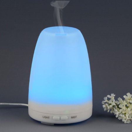 Essential Oil Diffuser WinTech 100ml Aromatherapy Diffuser Ultrasonic Cool Mist Aroma Humidifier with Color LED Lights Changing and Waterless Auto Shut-off Function for Home Office Bedroom