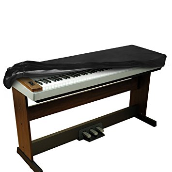 BALFER Stretchable Velvet Piano Keyboard Dust Cover for 88 Keys-Keyboard (Black)