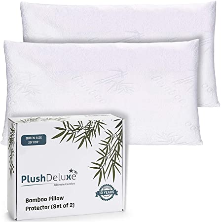 Premium Bamboo King Pillow Protector Covers - Waterproof, Allergy, Dust, Bed Bug, and Mite Proof Zippered Protectors - Pillowcase Zipper Cover Allergen Case Pack For Sleep Pillows - Set of 2