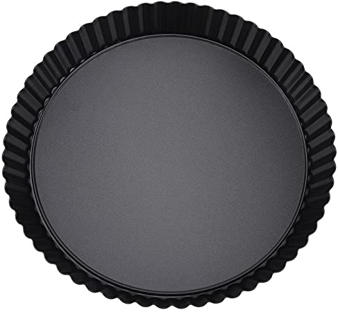 Removable Bottom Non-Stick Tart and Quiche Pan Carbon Steel Tart Pie Pan for Oven Baking, 9-Inch Diameter