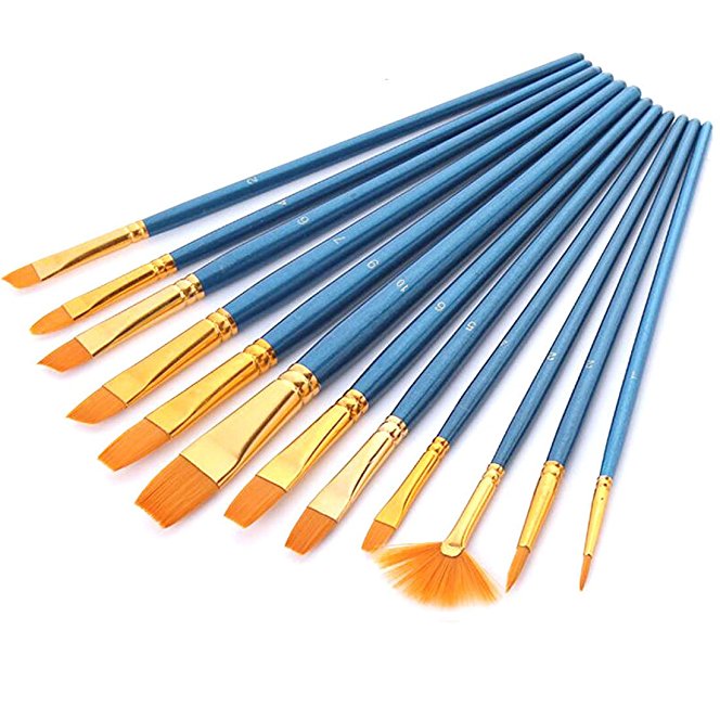 Paint Brush Set, GoFriend 12 Pieces Round Pointed Tip Nylon Hair Artist Acrylic Brushes Fine Paint Brush for Watercolor, Acrylics, Oil Painting Supplies