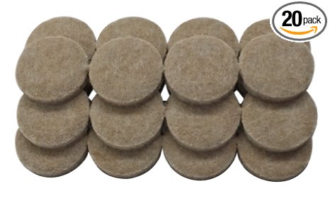 Shepherd Hardware 9951 3/4-Inch Heavy Duty Self-Adhesive Felt Furniture Pads, 20-Pack, Beige