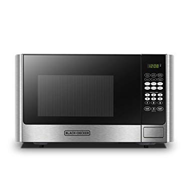 BLACK DECKER EM925AB9 Digital Microwave Oven with Turntable Push-Button Door,Child Safety Lock,900W,0.9 cu.ft,Stainless Steel