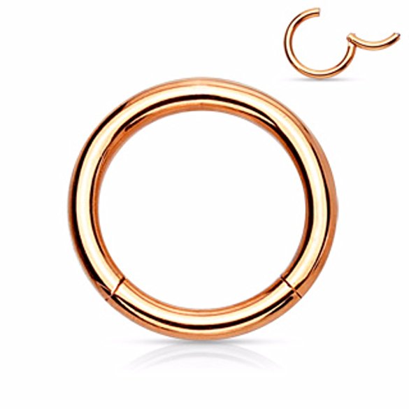 Rose Gold Hinged Seamless Clicker Ring 316L Surgical Steel