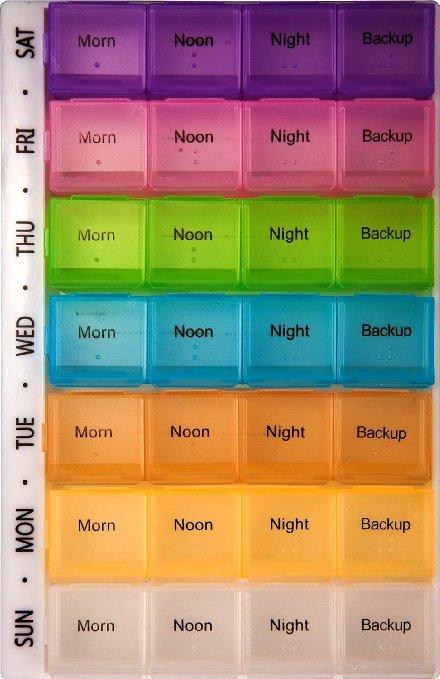 PuTwo Pill Box Organizer with 7 Day AM and PM Night Reminder Mediplanner