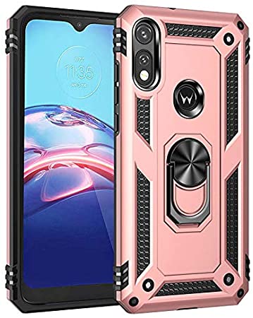 Jielangxin Keji Case for Motorola Moto E 2020 Case Cover,360 Degree Rotating Ring Holder Kickstand Case for Motorola Moto E 2020 XT2052-1 / Moto E7 XT2052-2 XT2052-3 XT2052-5 XT2052-6 Case Cover Pink