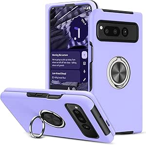 BENTOBEN for Google Pixel Fold Case(2023), [Full Hinge Protection] with 360° Ring Holder, Shockproof Slim Kickstand Magnetic Women Men Non-Slip Protective Phone Case for Pixel Fold 5G, Purple