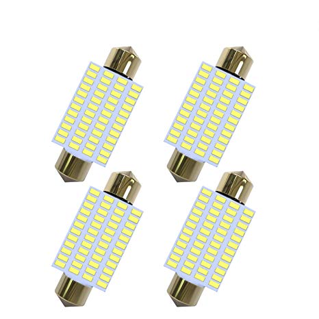 Super Bright 578 LED Bulb(4 Pack) 48 SMD 3014 Chips 41mm 42mm 1.65 Inch 211-2 212-2 569 578 6411 Festoon LED Bulb used for Interior Map Dome Lights-White