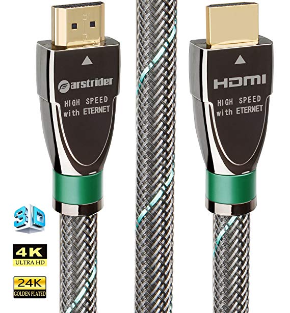 4K HDMI Cable/HDMI Cord 50ft - Ultra HD 4K Ready HDMI 2.0 (4K@60Hz 4:4:4) - High Speed 18Gbps - 24AWG Braided Cord-Ethernet /3D / ARC/CEC / HDCP 2.2 / CL3 - Xbox PS4 PC HDTV by Farstrider
