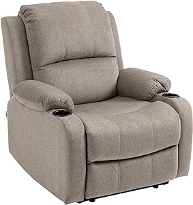 HOMCOM Microfibre Recliner Armchair, with Adjustable Leg Rest, Cup Holder, for Home Living Room, Brown