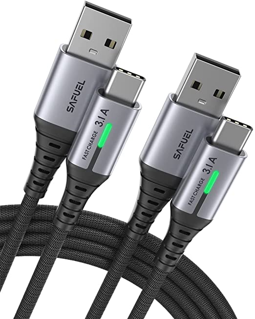 USB C Cable, SAFUEL [2 Pack 6.6ft] 3.1A QC3.0 Fast Charging USB Type C Cable, Nylon Braided USB-C Data Cord Phone Charger for Samsung S21 S20 S10 Plus Note 10 9 LG Google Pixel OnePlus Huawei etc.