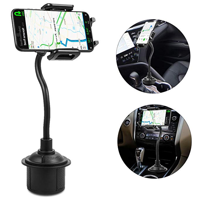 Universal Cup Cell Phone Car Holder Mount,LUXMO Car Mount Adjustable Goose Neck Car Cup Holder Smartphone Mount Cradle for iPhone Xs Max XR X 8 7 Plus Galaxy Note 9 S10 S9 Plus Google LG Motorola
