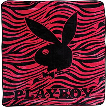 Playboy - Classic Bunny Pink Zebra Stripes Queen Blanket
