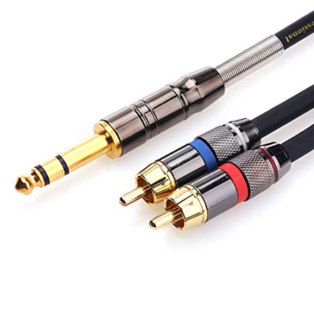 TISINO RCA to 1/4 Cable, Quarter inch TRS to RCA (1/4 Stereo to 2 RCA) Audio Y Splitter Cable Insert Cable - 1.6 feet/50 cm