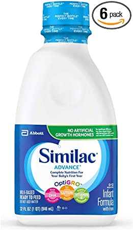 Similac Advance Infant Formula with Iron, Ready to Feed, 1 qt (Pack of 6)