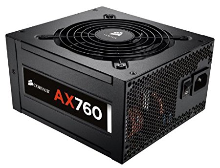 Corsair AX Series, AX760, 760 Watt (760W), Fully Modular Power Supply, 80  Platinum Certified