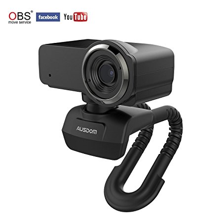 AUSDOM Webcam Streaming 1080p HD USB Web Camera Compatible with OBS Built-in Microphone Computer Camera, Desktop or Laptop Webcam (Black)