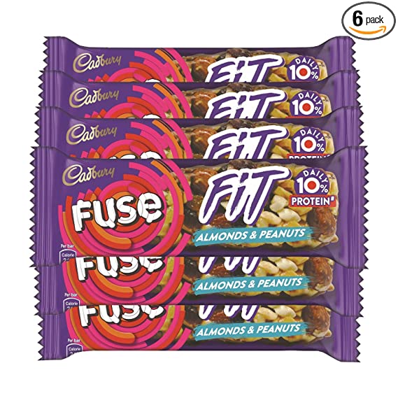 Cadbury Fuse Fit Chocolate Snack Bar with Almonds and Peanuts,40g Pack of 6