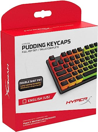 HyperX Pudding Keycaps - Full Key Set - PBT - Black - English (US) Layout - 104 Key, Backlit, OEM Profile