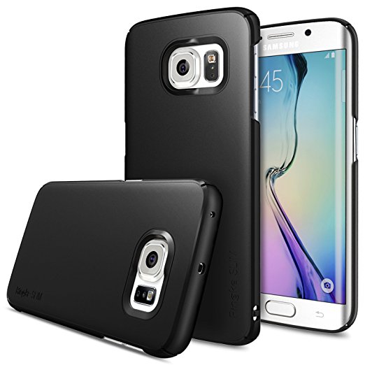 Galaxy S6 Edge Case, Ringke [Slim] Snug-Fit Slender [Tailored Cutouts] Lightweight & Thin Side to Side Edge Coverage Superior Coating PC Hard Skin for Samsung Galaxy S6 Edge - SF Black