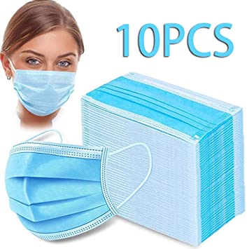 Coshang 10 Pcs Disposable Face Masks for Children and Adults-Ideal Medical Mouth Masks, can be Used in Hospitals, pet Shops and Any Other Environment That Requires Respiratory Protection (10) Blue