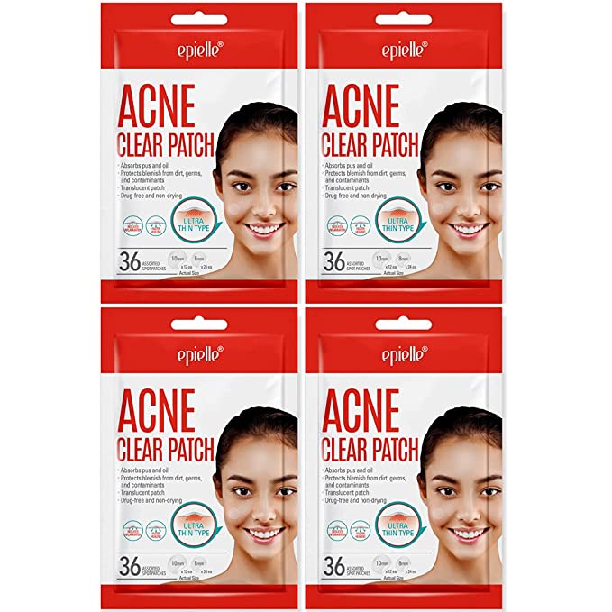 Acne Clear Patch | Prevent Maskne | Hydrocolloidal Translucent Pimple Stickers | 4 Pack Acne Pimple Patch Spot Treatment | Cruelty-Free | Two Patch Sizes