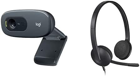 Logitech USB Headset H340, Stereo, USB Headset for Windows and Mac - Black & C270 Desktop or Laptop Webcam, HD 720p Widescreen for Video Calling and Recording