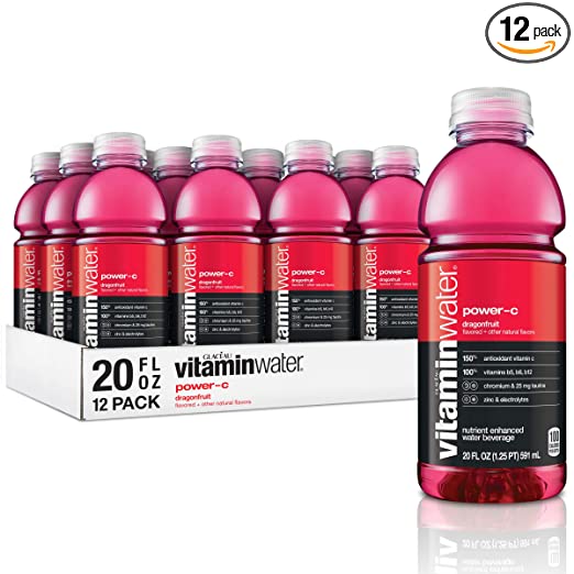 vitaminwater electrolyte enhanced water w/ vitamins, power-c dragonfruit, 20 fl. oz (Pack of 12)