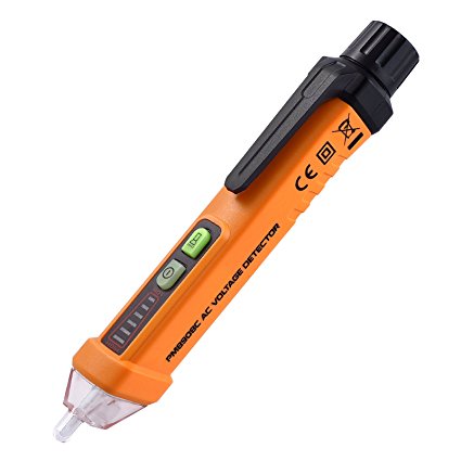 Neoteck Voltage Tester Non-Contact Voltage Testers 12-1000V AC Voltage Detector Pen Circuit Tester Tool with Led Flashlight Beeper Pocket Clip-Orange