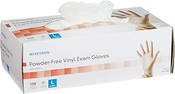 McKesson Powder-Free, Vinyl Exam Gloves, Non-Sterile, Large, 150 Count, 1 Box