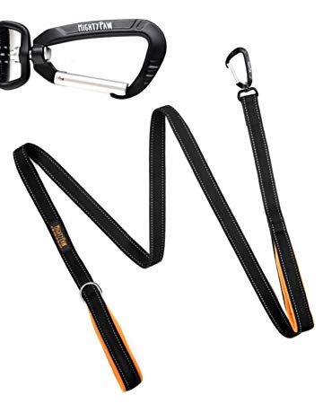 Mighty Paw Two Handle Dog Leash, 6 Foot Double Leash with Traffic Handle and Carabiner Clip. 2 Handles for Large Dogs and Pullers